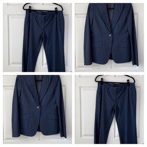 ONE COMPELTE SUIT Blue with white pin stripes Belvest Suit Jacket and Pant